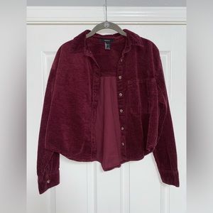 Forever 21 Corduroy Maroon Cropped Jacket, Size S